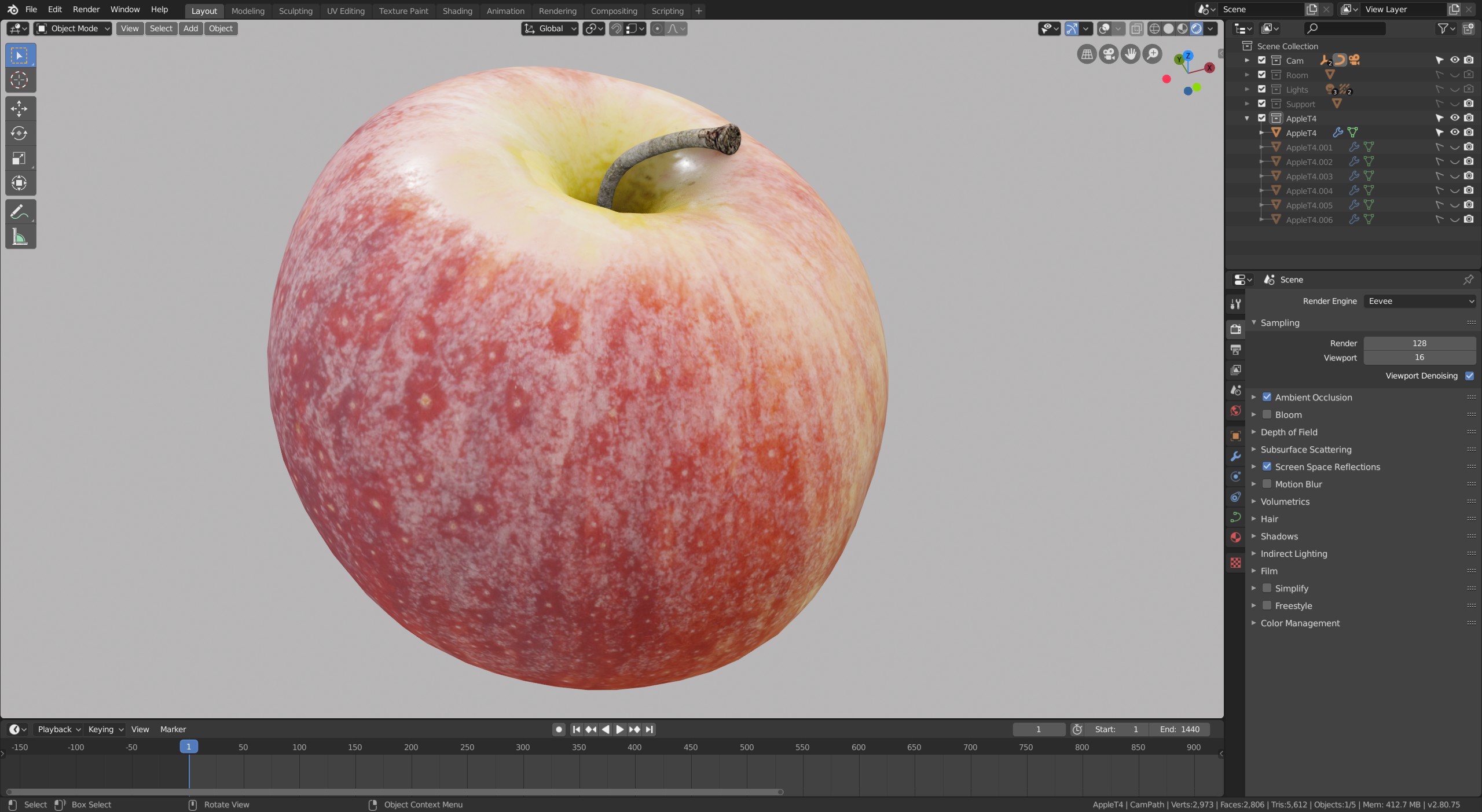 Red/Yellow Apple (textured) for Eevee and Cycles preview image 5